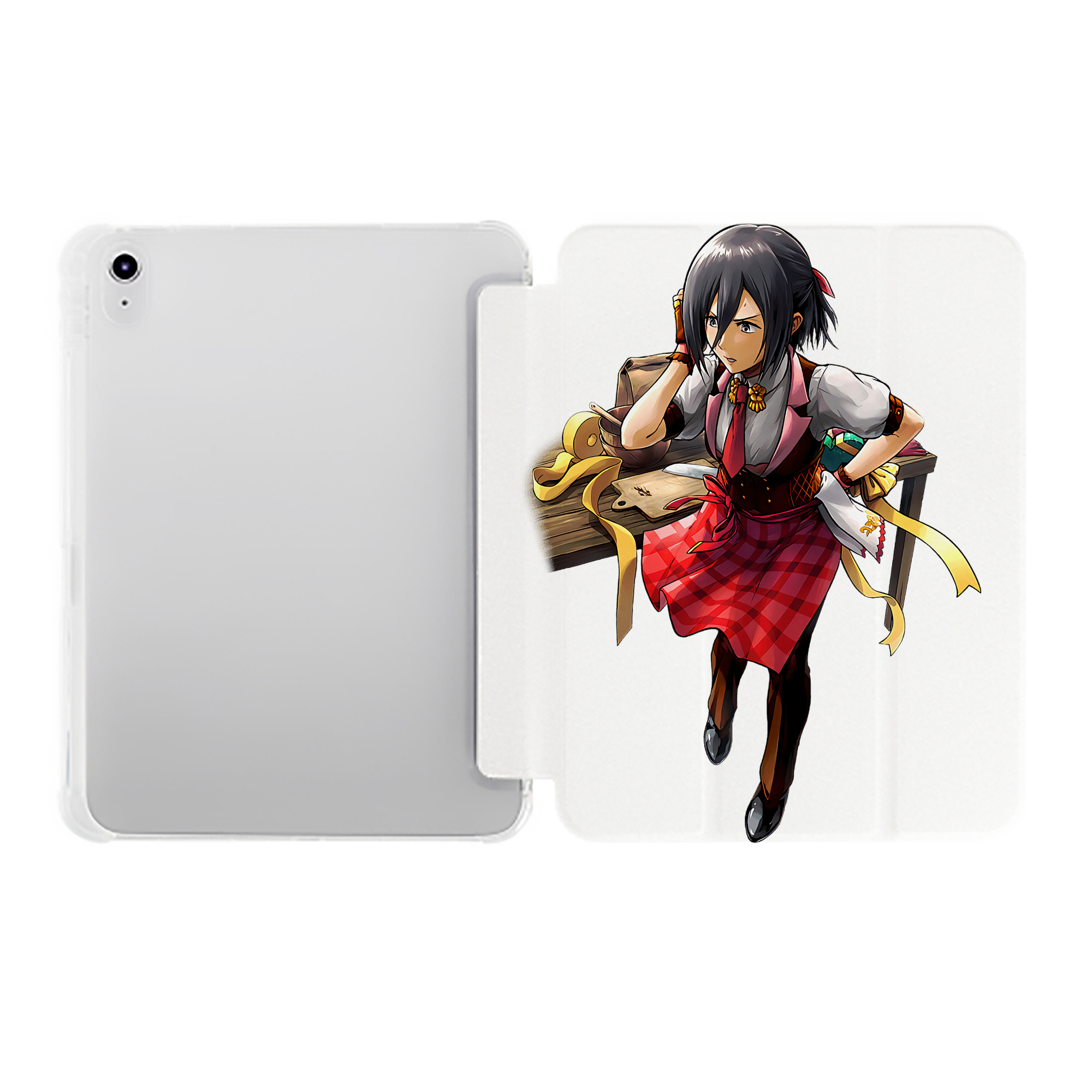 （画像用） 進撃の巨人 ミカサ·アッカーマン Attack on Titan Mikasa Ackerman IPad ケース ペン収納付き 三つ折りスタンド PUレザー×シリコン 対応機種9.5/10.5/10.9インチ